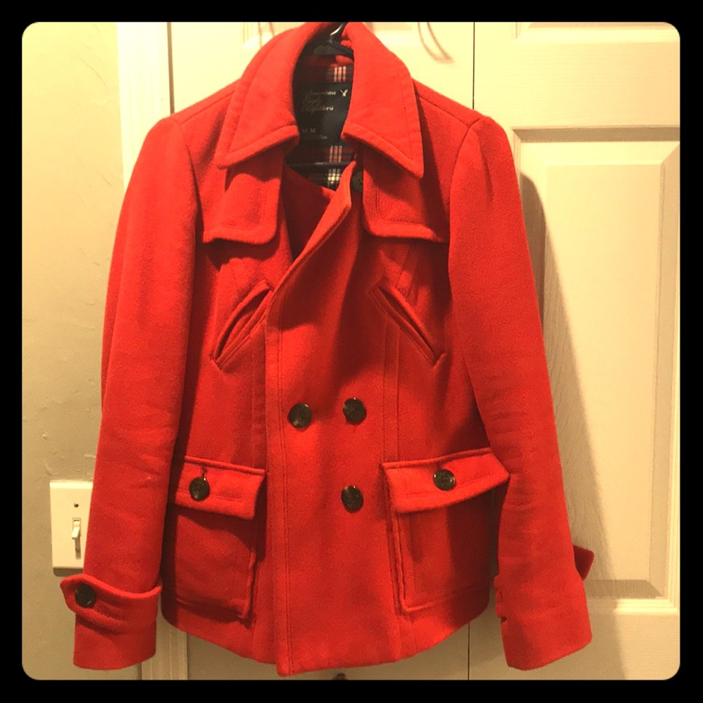 Red American Eagle Pea Coat
